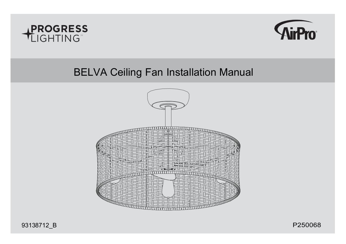 Progress Lighting P250068-151-WB LED Ceiling Fan from Belva Collection 25.25 inches