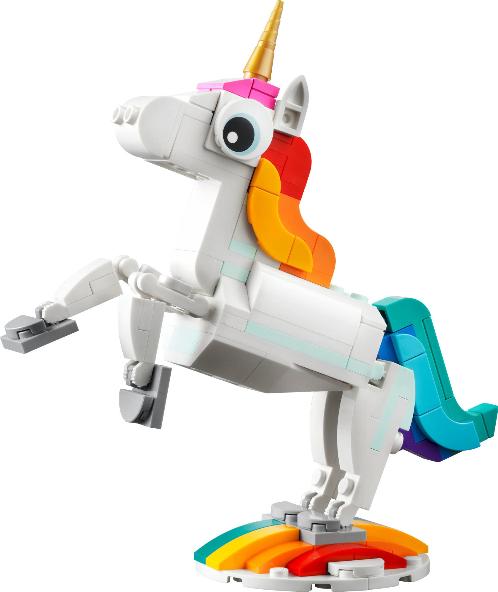 Lego Creator 3 in 1 Magical Unicorn Toy to Seahorse to Peacock 31140, Rainbow Animal Figures, Unicorn Gift for Girls and Boys, Buildable Toys