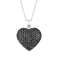 Heart Pendant 2.500 Cts Round Black Spinal Gemstone 925 Sterling Silver Love Necklace