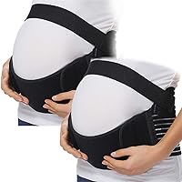 Maternity Belt Waist Abdominal Back Belly Band Pregnancy Belt Support Brace (Large, Black+Black)