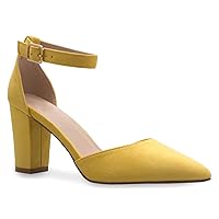 Olivia K Women's Sexy D'Orsay Ankle Strap Pointed Toe Block Heel Pump - Classic, Comfortable