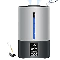 6L Humidifiers for Bedroom Large Room, Cool and Warm Humidifiers for Plants Mist Top Fill Desk Humidifiers Essential Oil Diffuser, Quiet Humidifiers with Adjustable Mist,360°Nozzle-Gray