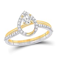 10kt Two-tone Gold Womens Round Diamond Bridal Wedding Engagement Ring Band Set 1/2 Cttw