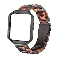 Resin Band Compatible with Fitbit Blaze,Women Men Metal Frame Housing+ Resin Accessory Band Wristband Strap Blacelet