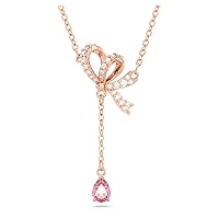 SWAROVSKI Volta Necklace, Earrings, and Bracelets Jewelry Collection, Bow-Inspired Pink and Clear Crystals with Rose-Gold Tone Finish