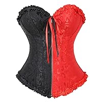 Zhitunemi Women's Corset Bustier Top Sexy Lingerie Sets Black Red Overbust