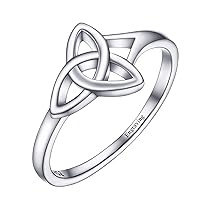 FaithHeart 4mm Celtic Knot Wedding Band Rings for Women, Sterling Silver Eternity Link Chain Ring Gift Packaging
