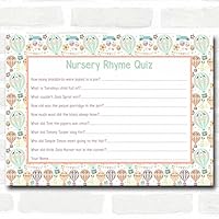 Neutral Hot Air Balloons Baby Shower Games Nursery Rhyme Quiz Cards