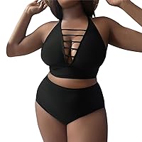 Bathing Suits Plus Size Hollow Shoulder Strap Adjustable Backless Bikini Large Swimsuit