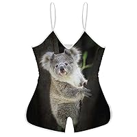 Koala Bear in Zoo Funny Slip Jumpsuits One Piece Romper for Women Sleeveless with Adjustable Strap Sexy Shorts