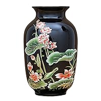 from Jingdezhen Chinese Style Ceramic Flower Vase, LKXHarleya Black Gold Glaze Porcelain Vase Arrangement Crafts Living Room Decoration, C