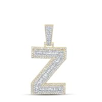 The Diamond Deal 10kt Two-tone Gold Mens Baguette Diamond Z Letter Charm Pendant 2 Cttw