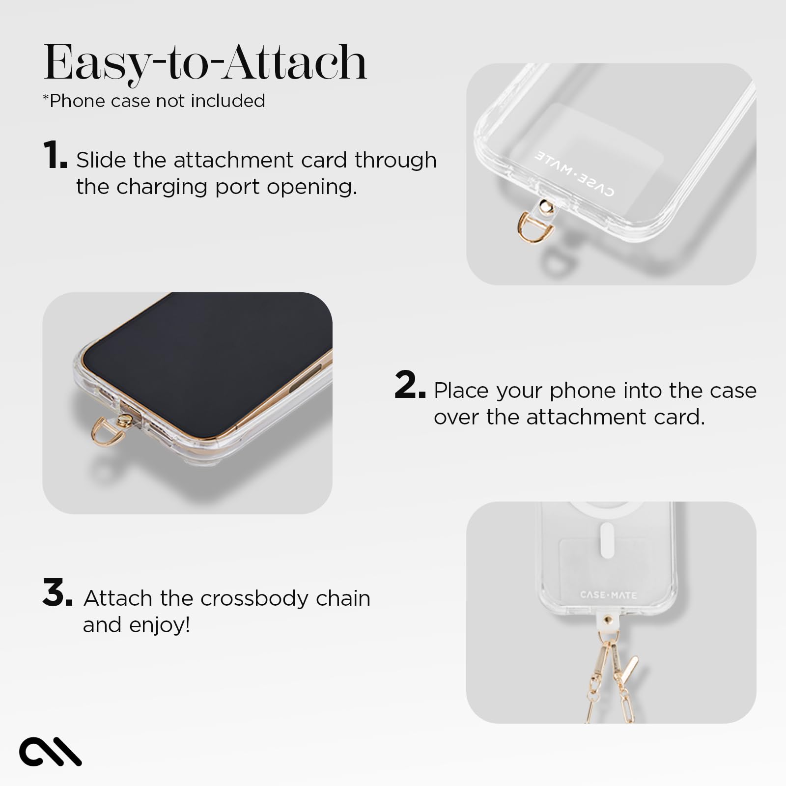 Case-Mate Crossbody Phone Lanyard/Chain [Works with All Phones] Hands-Free Cell Phone Strap - Phone Charm - Neck Chain Holder for iPhone 14 Pro Max/ 13 Pro Max/ 12 Pro Max/ 11/ S23 - Gold