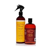Leather Honey Cleaner and Conditioner Bundle with 16oz Spray Cleaner with UV Protectant and 16oz Conditioner