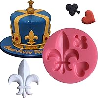 Heart fleur de lys silicone mould cake Fondant poker gum paste mold for Sugar paste wedding party cupcake decorating topper decoration sugarcraft icing biscuit pastry