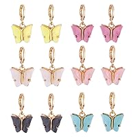 Earrings,6 Pairs for Butterfly Drop Earrings Studs Earrings Tiny Dainty for Butterfly Hoop Earrings Set for Girls