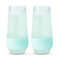 Host Champagne Freeze Double-Walled Stemless Wine Glasses Freezer Cups with Active Cooling Gel and Insulated Silicone Grip-9 Oz Plastic Tumblers, 2 Count (Pack of 1), Seafoam Tint