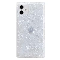 Compatible with iPhone 11 Case 6.1 inch Cute Marble Square Design Shockproof Cover Soft Silicone Rubber TPU Bumper Protective Phone Case for Women (White)