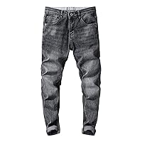 Men's Skinny Slim Fit Stretch Jeans Stylish Washed Tapered Leg Denim Pants Classic Vintage Pencil Jean Trousers