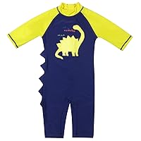 Boys' Swimwear One Pieces Zipper Toddler Sun Protection Rash Guard Short Sleeve Dinosaur