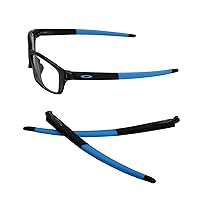 GOHIN Replacement Temples Arms Legs With Blue Icon Ring For Oakley Crosslink Pitch Glasses, Blue With Blue Icon Ring