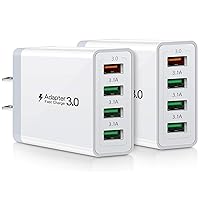 USB C Wall Charger Fast Charge 3.0 Boxeroo 4-Port 2Pack USB Plug Block Phone Charging Adapter Compatible for Galaxy S10+ S9+ Note 10+ Note 9+ Note 8, G6 V30, HTC 10, iPhone 11 Pro Max XS Max XR