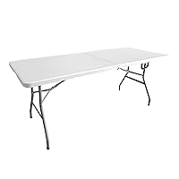 6 FT Granite White Folding Table with Easy- Carry Handle – Premium 6 Foot Folding Table Ideal for Camping, Picnic, Party or Home Use
