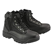 Milwaukee Leather MBM9011 Men's 6-inch Black Leather Swat Style-Tactical Lace-Up Biker Boots w/Side Zippers - 11