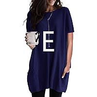 GRASWE Women's Casual Round Neck Fall Blouses Tops with Pockets