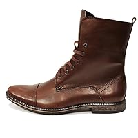 PeppeShoes Modello Larotte - Handmade Italian Mens Color Brown High Boots - Cowhide Smooth Leather - Lace-Up