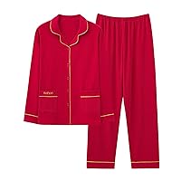 Women's Pajamas Set Long Sleeve Sleepwear Soft Button Down Nightwear Loungewear 2 Piece Pjs Lounge Set with Pockets M-4Xl