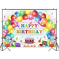 Balloons Happy Birthday Party Backdrop Gifts Birthday Cake Table Background Decoration Rainbow Balloon Sweet Candy Photocall 7x5ft Vinyl