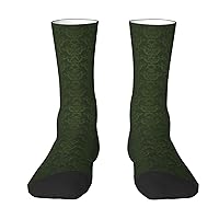 Hunter Green Floral Petals Pattern Print Unique Adult Socks Unisex Athletic Socks For Men & Women Crew Socks Bulk Socks