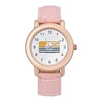 Milwaukee American Flag Women's PU Leather Strap Watch Fashion Wristwatches Dress Watch for Home Work