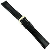 18mm deBeer Black Genuine Smooth Leather Handstitched Mens Watch Band XL