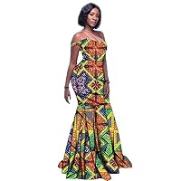 African Dresses for Women,Wax Ankara Print Clothes,Sexy Mermaid Long Dresses Clothing,Casual Dashiki Party Wear