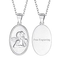 FaithHeart Personalized Sterling Silver Saint Raphael Angel Pendant Necklace Religious Christian S925 Jewelry for Women Mens Amulet, Customize Available