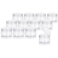 4 oz Clear PET Plastic Refillable Low Profile Jar with Natural Flip Top Lid (12 pack)