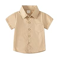 Kids Winter Dress Boys Little & Big Boys Solid Color Short Sleeve Button Down Shirt with Pockets for 2 to Boys