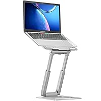 tounee Laptop Stand for Desk Adjustable Height, Telescopic 360 Rotating Pull Out Design Ergonomic Laptop Riser Fits All MacBook, Laptops -Silver