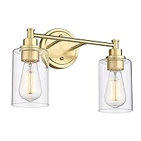 FEMILA Champagne Gold Bathroom Vanity Light, 2-Light Vanity Lighting fixtures, Modern Wall Sconce Bathroom Lighting with Claer Glass Shade, 4FYC56B-2W BG