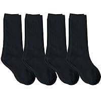 juDanzy 4 Pack of Mid-Calf Ribbed Socks with Arch Support for School Uniform, Sports, AFO