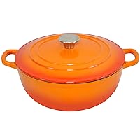 Dutch Oven Pot with Lid 5 qt Cast Iron Dutch Oven for Bread Baking Orange Enameled Cast Iron Dutch Oven with Handels