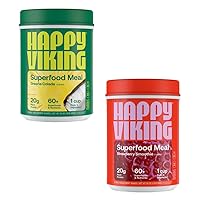 Happy Viking Greeña Colada and Strawberry Powder, by Venus Williams, 20G Protein, Low Carb, Keto, Vegan, Gluten-Free, Superfoods, Complete Meal Replacement, 2 Canisters (24 oz. Each)