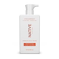 Native Brightening Facial Cleanser, Citrus & Bergamot scent for All Skin Types, Paraben Free, 12 oz