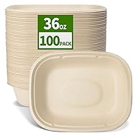 100 Pack 36 oz Large Paper Bowls for Nacho Salad, Burrito, Baked Potato, Microwavable Heavy Duty Compostable Food Catering Bowls for Baked Potato Bar Taco Bar Party