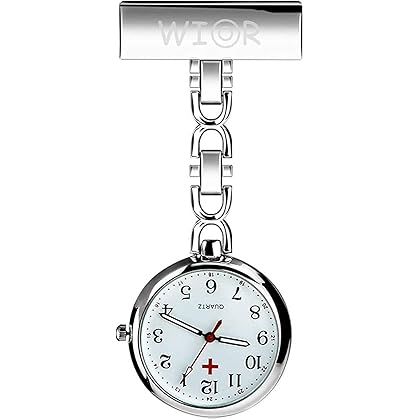 WIOR Nurse Lapel Pin Watch Hanging Medical Doctor Pocket Watch Quartz Movement Nurses Watch for Graduation Xmas Birthday Mothers Day