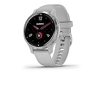Garmin Venu 2S, Smaller-sized GPS Smartwatch with Advanced Health Monitoring and Fitness Features, Silver Bezel with Light Gray Case and Silicone Band