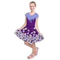 PattyCandy Little Big Girls Candy Sweets Lollipop Dark Yummy Donuts Printed Casual Kids Swing Party Dress