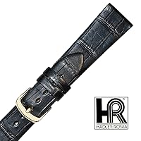 Hadley Roma MS823 19mm Matte Genuine Alligator Square Grain Black Watch Band